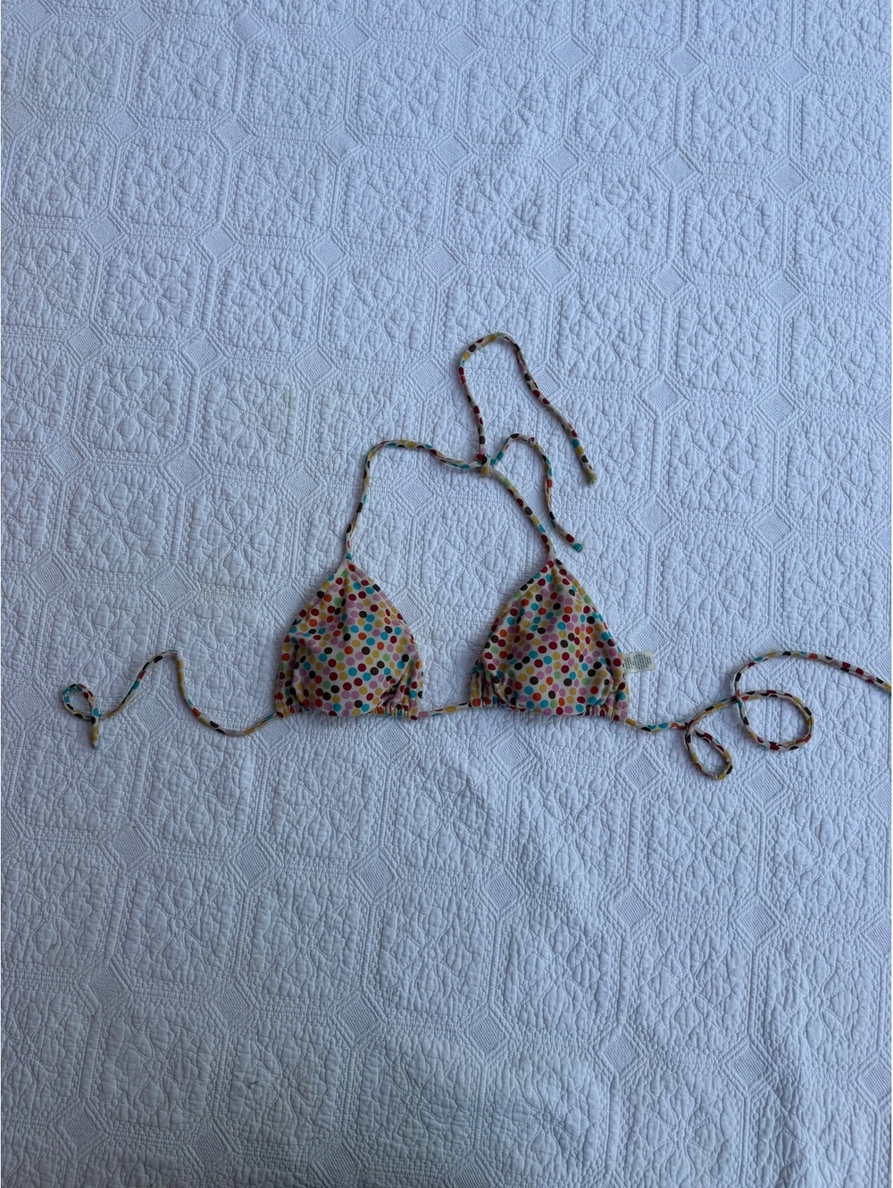 Y2k Women's Polka Dot Triangle Bikini Top Size Large